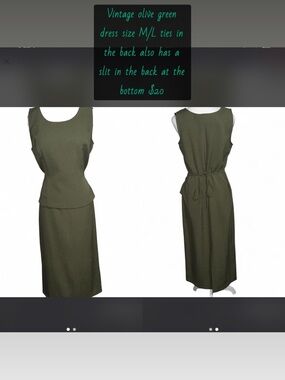 Sleeveless Olive Green Tie-Back Dress